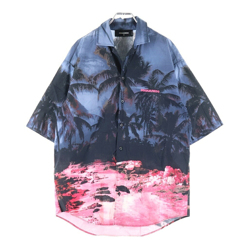 DSQUARED2(ディースクエアード) D2 Sunrise Bowling Shirt サンライズ ボウリング 総柄 半袖 シャツ マルチ S74DM0704