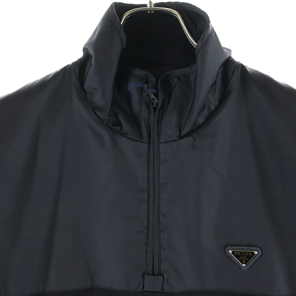 PRADA(プラダ) Re-Nylon Sweatshirt リナイロン トライアングルロゴ ハーフジップスウェットトレーナー ブラック UJL20D