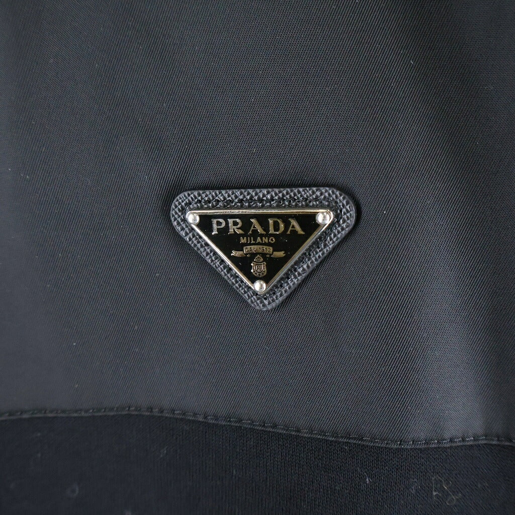 PRADA(プラダ) Re-Nylon Sweatshirt リナイロン トライアングルロゴ ハーフジップスウェットトレーナー ブラック UJL20D