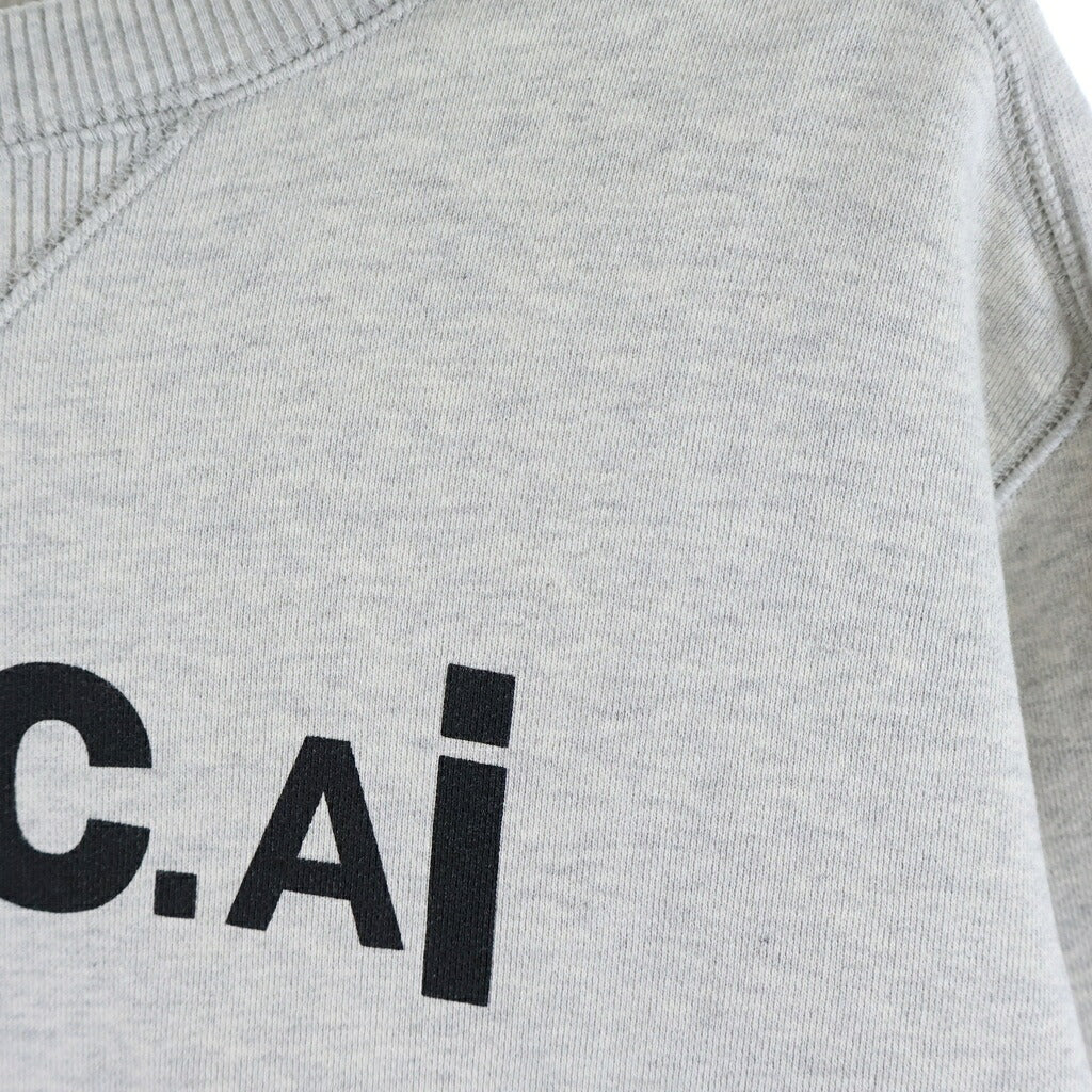 Sacai(サカイ) 21SS ×A.P.C. LOGO PRINT SWEAT CREW アーペーセー フロントロゴプリントスウェットクルーネックプルオーバー スウェットトレーナー グレー 21E2-COEON-M27656