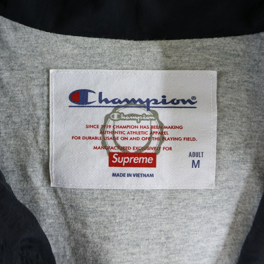 SUPREME(シュプリーム) 18SS ×Champion Track Jacket アーチロゴ プリント ジップアップ フーデット トラック ジャケット ブラック