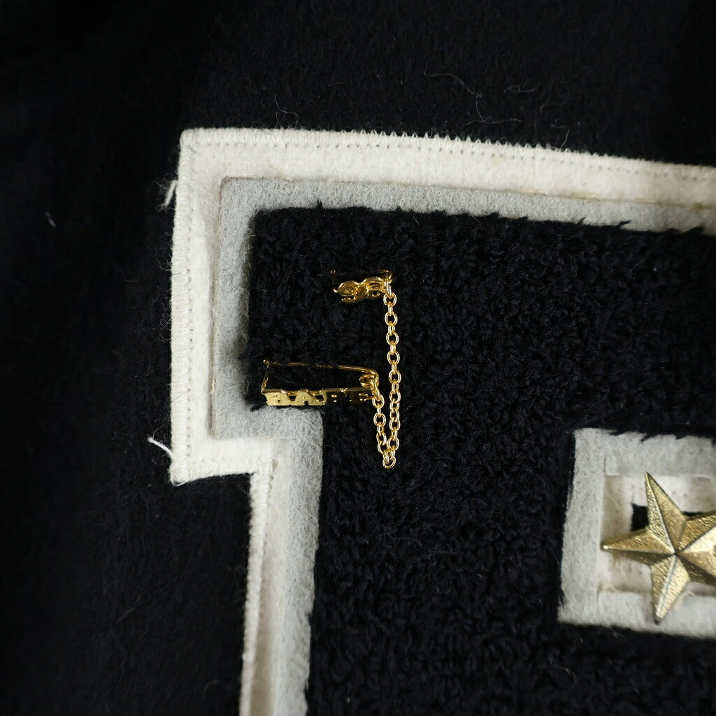 A BATHING APE(アベイシングエイプ) 90S ×POST OVERALLS Varsity Jacket VINTAGE ポストオーバーオールズ エンブロイダリー ロゴ バーシティジャケット スタジャン ブラック/ホワイト