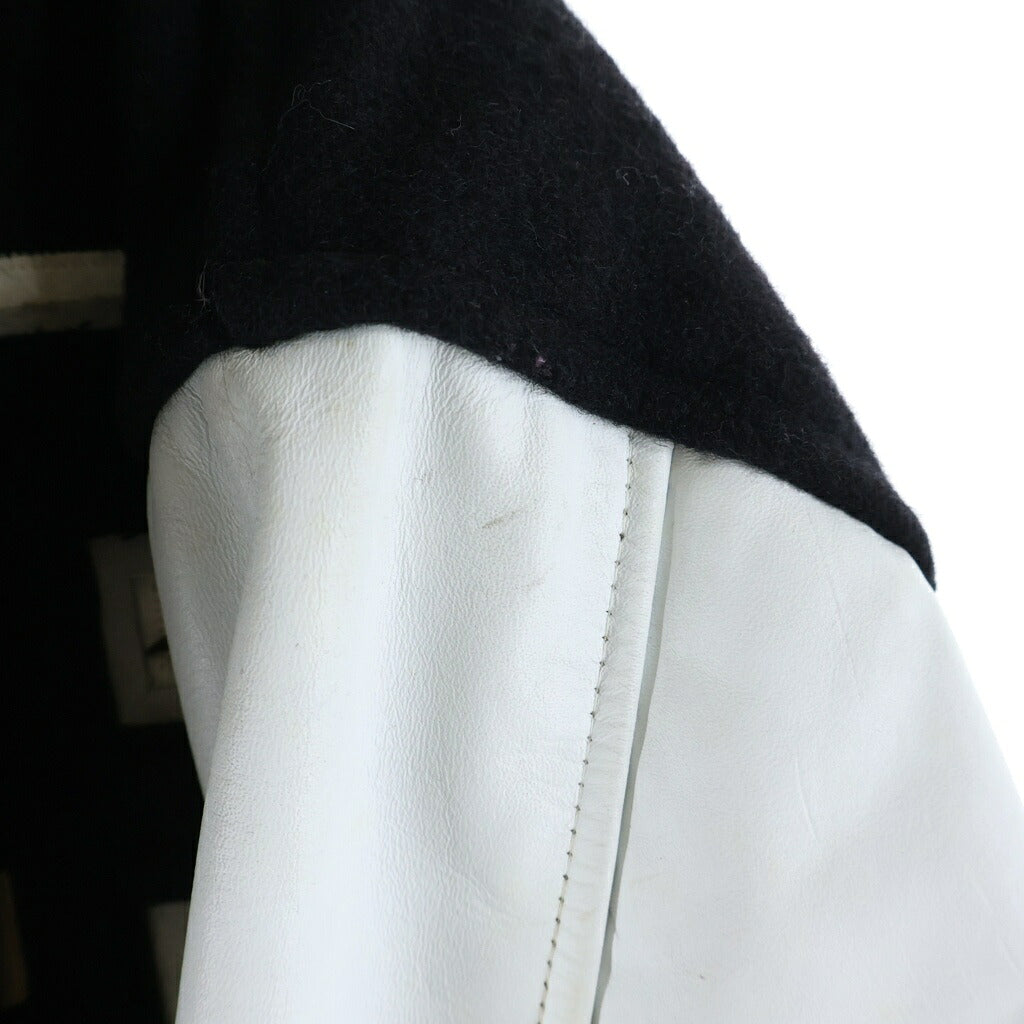 A BATHING APE(アベイシングエイプ) 90S ×POST OVERALLS Varsity Jacket VINTAGE ポストオーバーオールズ エンブロイダリー ロゴ バーシティジャケット スタジャン ブラック/ホワイト
