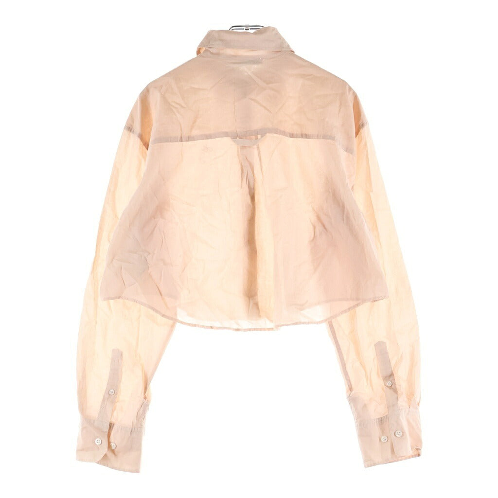 Acne Studios(アクネ ストゥディオズ) エンブロイダリー ロゴ ショート丈 長袖シャツ ブラウス レディース ピンク FN-WN-BLOU001077