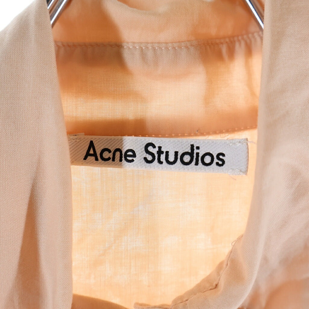 Acne Studios(アクネ ストゥディオズ) エンブロイダリー ロゴ ショート丈 長袖シャツ ブラウス レディース ピンク FN-WN-BLOU001077