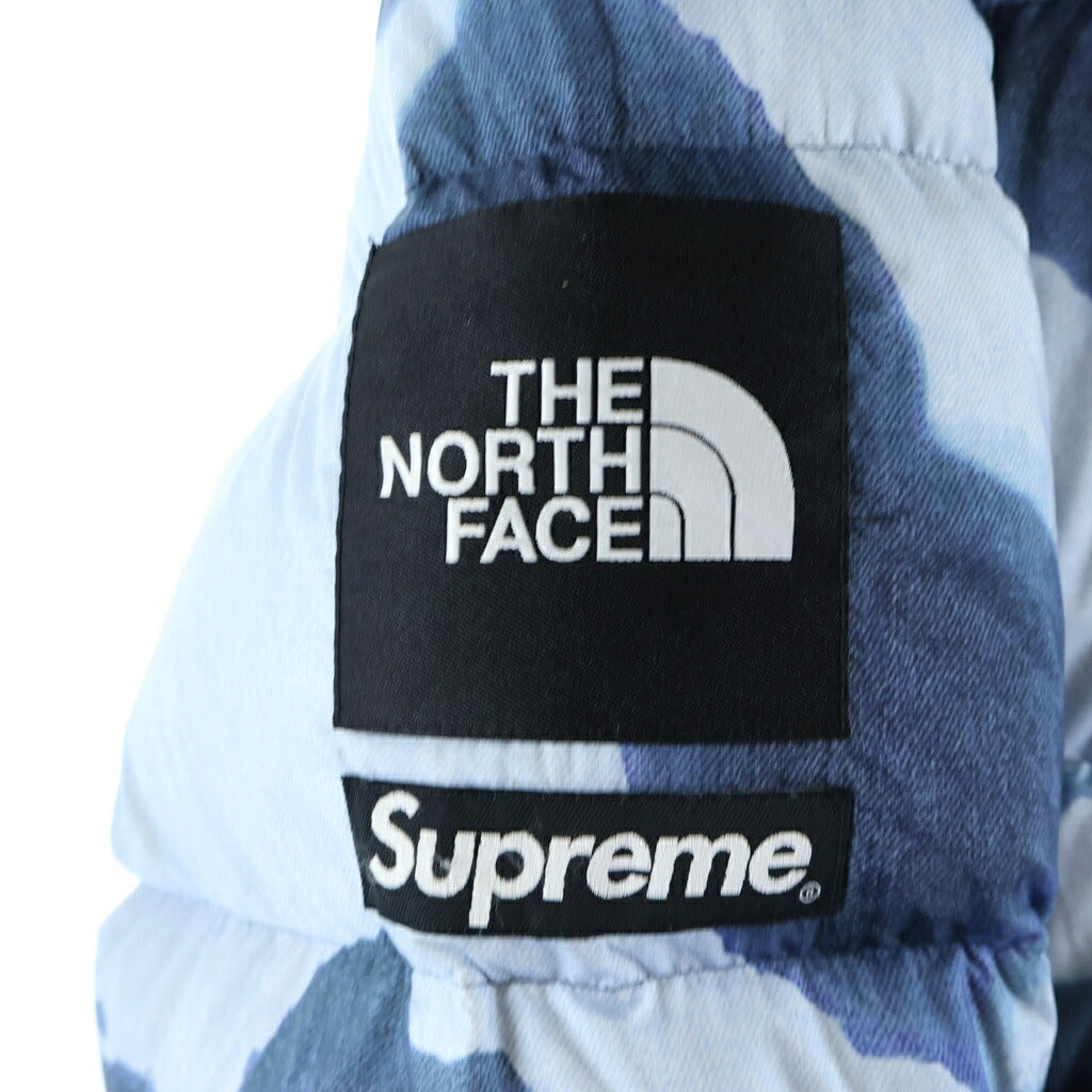 SUPREME(シュプリーム) 21AW Bleached Denim Print Nuptse Jacket ブリーチド デニム プリント ヌプシ パファダウンジャケット ブルー ND521001