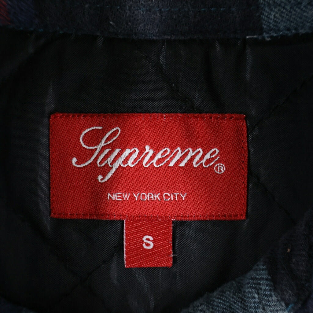 SUPREME(シュプリーム) 20AW Quilted Flannel Shirt バックロゴ エンブロイダリー キルティング フランネル チェック柄 長袖シャツ ジャケット ブルー