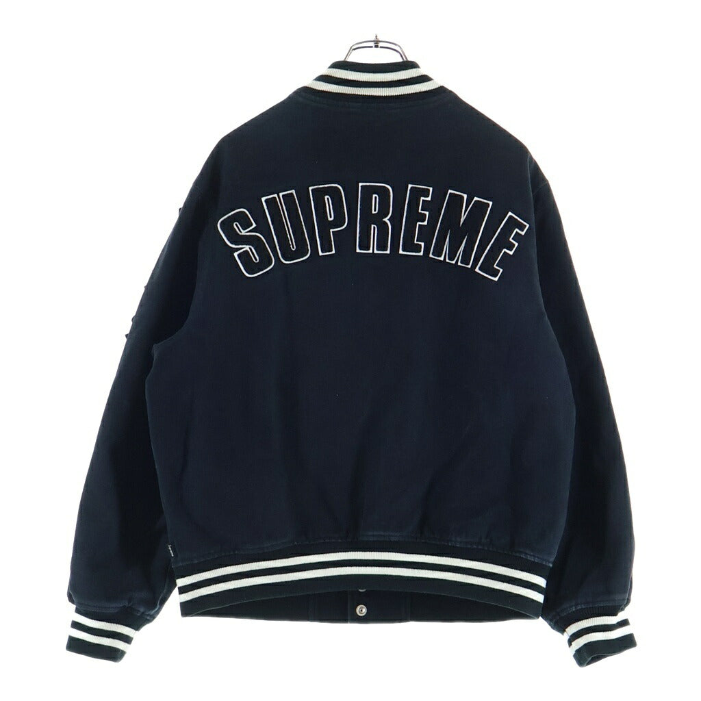 SUPREME(シュプリーム) 20SS ×NEW ERA ×MLB ×ニューエラ ×メジャーリーグベースボール ロゴ パッチ スナップ ボタン バーシティジャケット ブラック