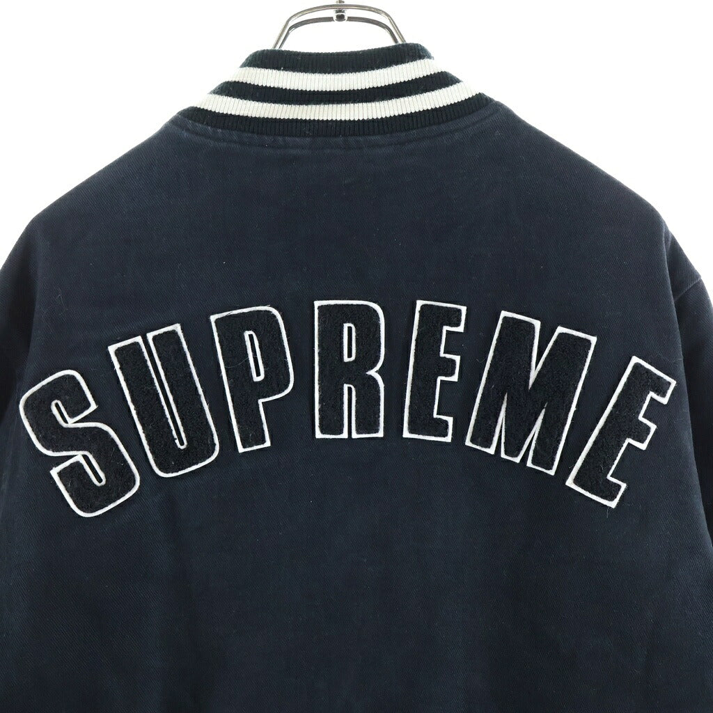SUPREME(シュプリーム) 20SS ×NEW ERA ×MLB ×ニューエラ ×メジャーリーグベースボール ロゴ パッチ スナップ ボタン バーシティジャケット ブラック