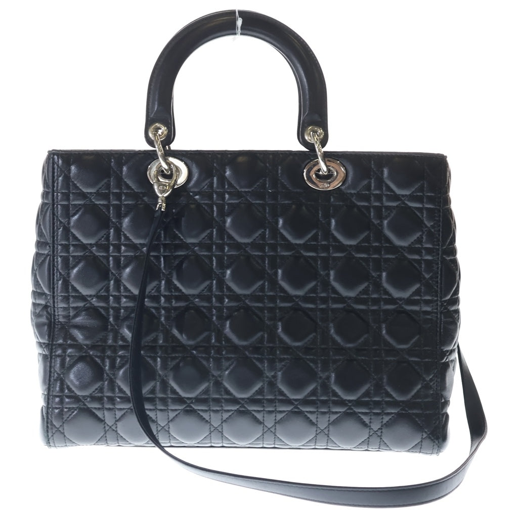 Christian Dior(クリスチャンディオール) レディディオール カナージュラージ ラムスキン シルバー金具 2WAY ハンドバッグ ショルダーバッグ ブラック レディース
