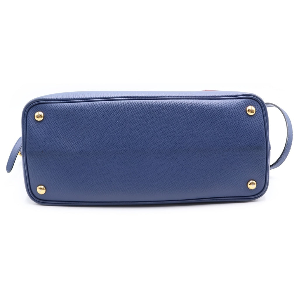 PRADA(プラダ) ドゥーブレ ミディアム サフィアーノ 2WAY ハンドバッグ ショルダーバッグ ネイビー 1BG775 レディース