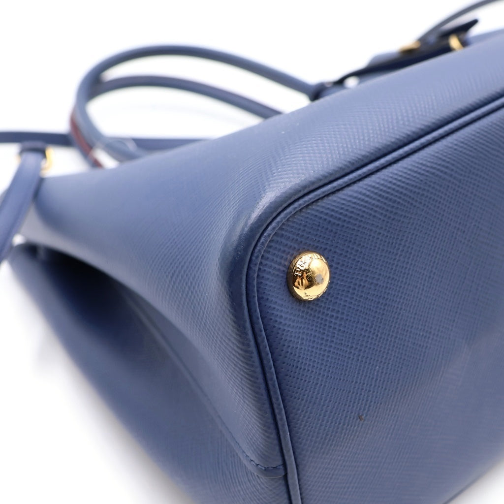 PRADA(プラダ) ドゥーブレ ミディアム サフィアーノ 2WAY ハンドバッグ ショルダーバッグ ネイビー 1BG775 レディース