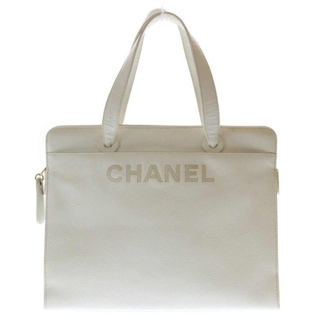 CHANEL(シャネル) ロゴ レザー トートバッグ ハンドバッグ ホワイト 10157 レディース