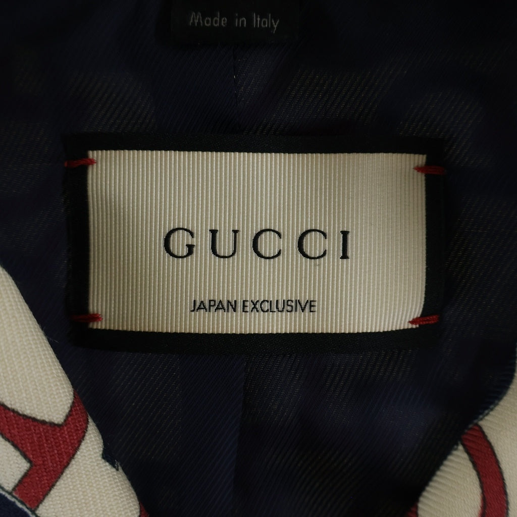 GUCCI(グッチ) ホースビット ウール ライトジャケット トレンチコート ロングコート #38 アイボリー/ネイビー/レッド レディース