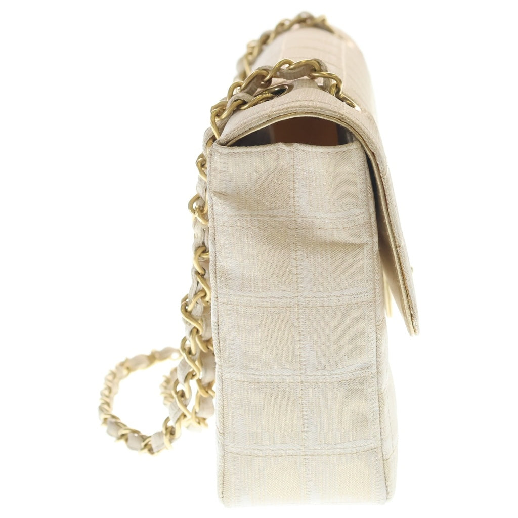 CHANEL(シャネル) ニュートラベルライン チェーンショルダー チョコバー ココマーク ゴールド金具 ナイロン ベージュ レディース