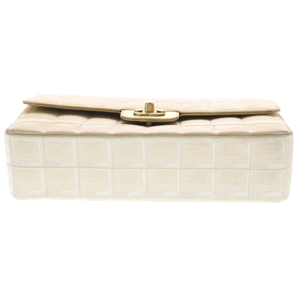 CHANEL(シャネル) ニュートラベルライン チェーンショルダー チョコバー ココマーク ゴールド金具 ナイロン ベージュ レディース