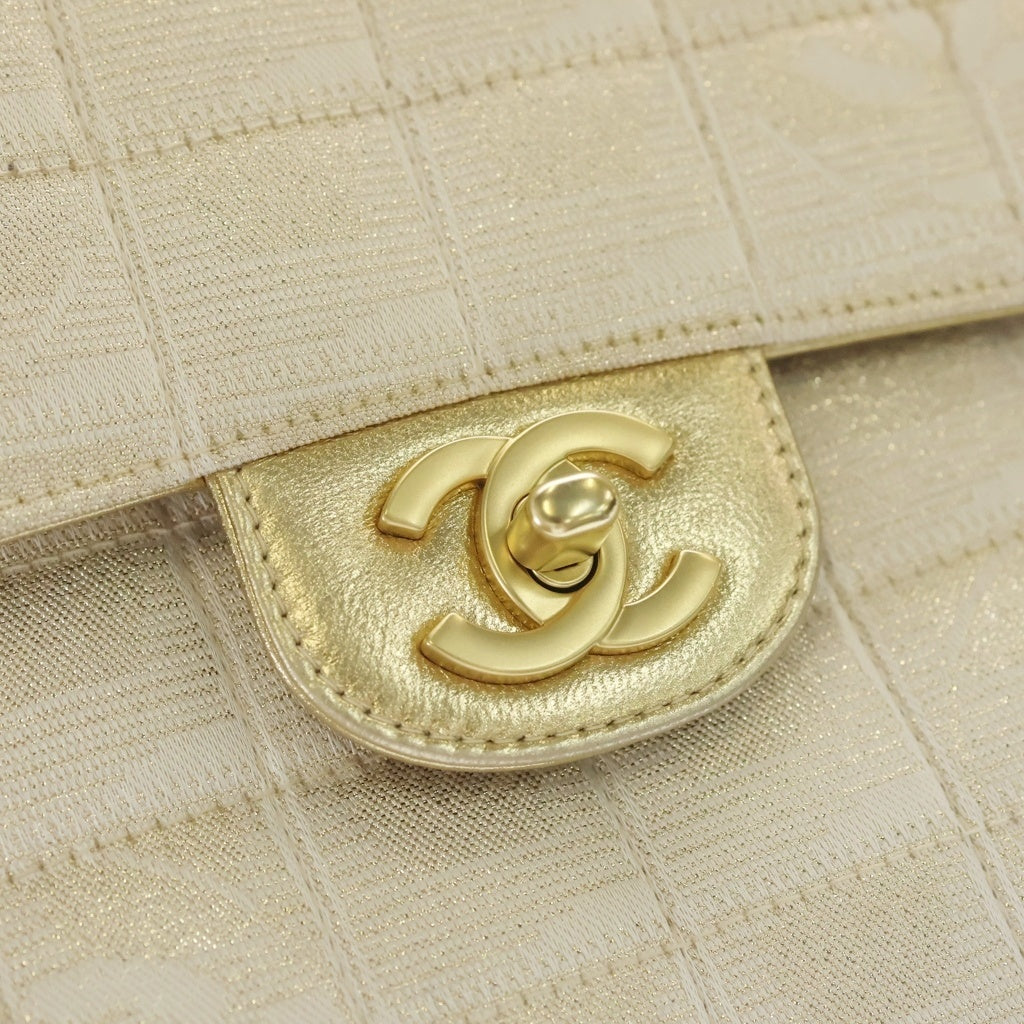 CHANEL(シャネル) ニュートラベルライン チェーンショルダー チョコバー ココマーク ゴールド金具 ナイロン ベージュ レディース