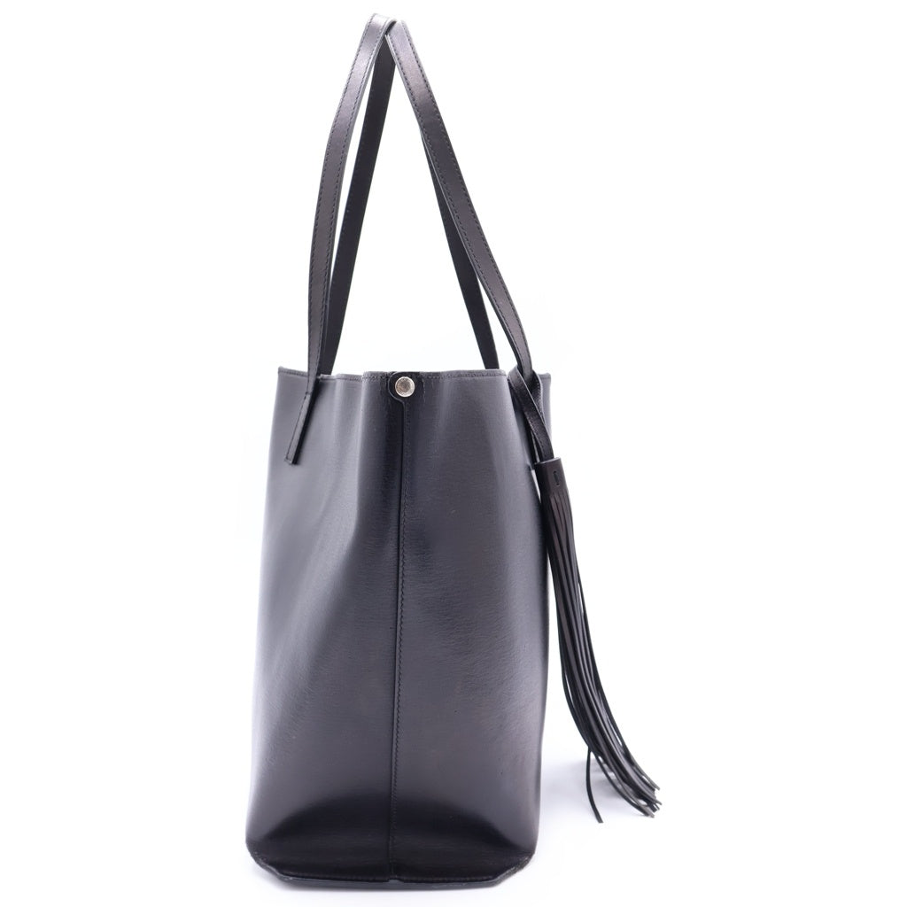 SAINT LAURENT PARIS(サンローランパリ) ロゴパンチングフリンジトートバッグ ハンドバッグ ブラック レザー 396906 レディース