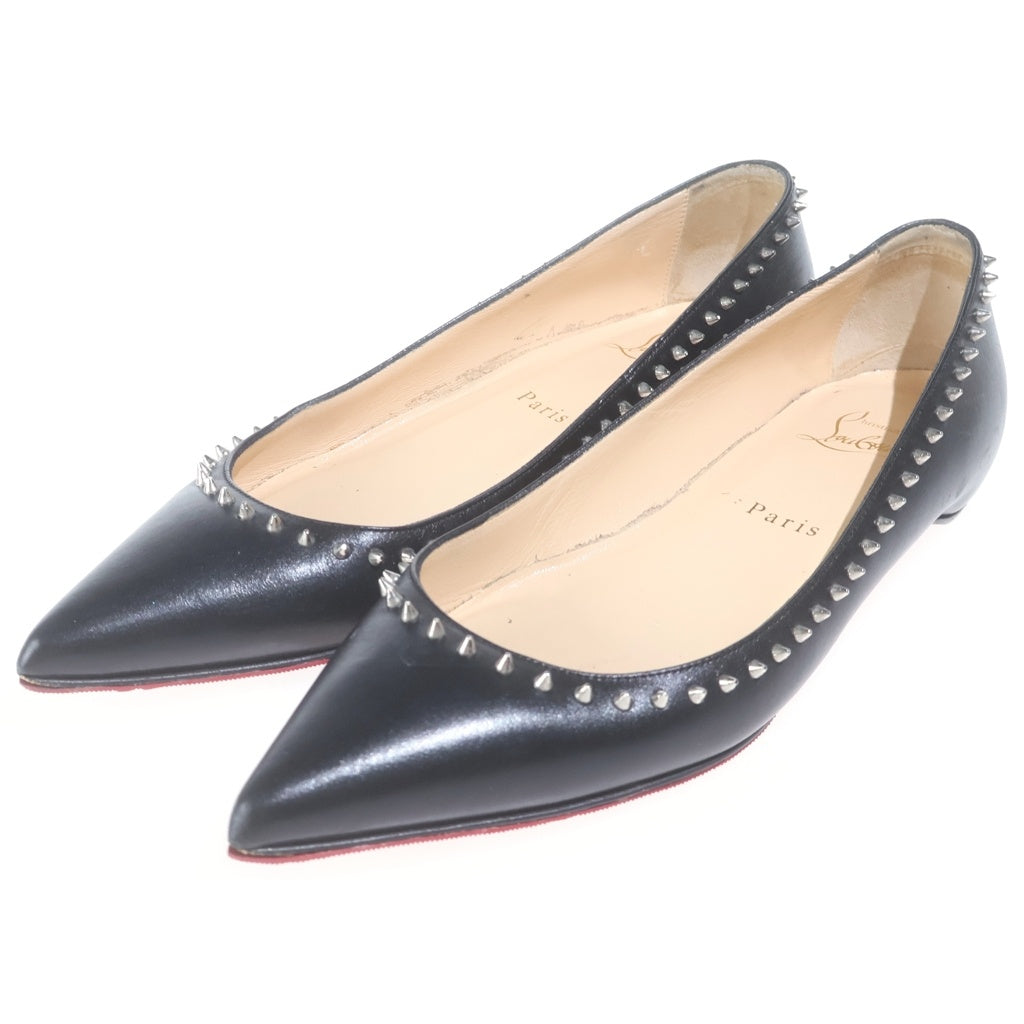 CHRISTIAN LOUBOUTIN(クリスチャンルブタン) スタッズ レザーパンプス フラットシューズ ブラック レディース