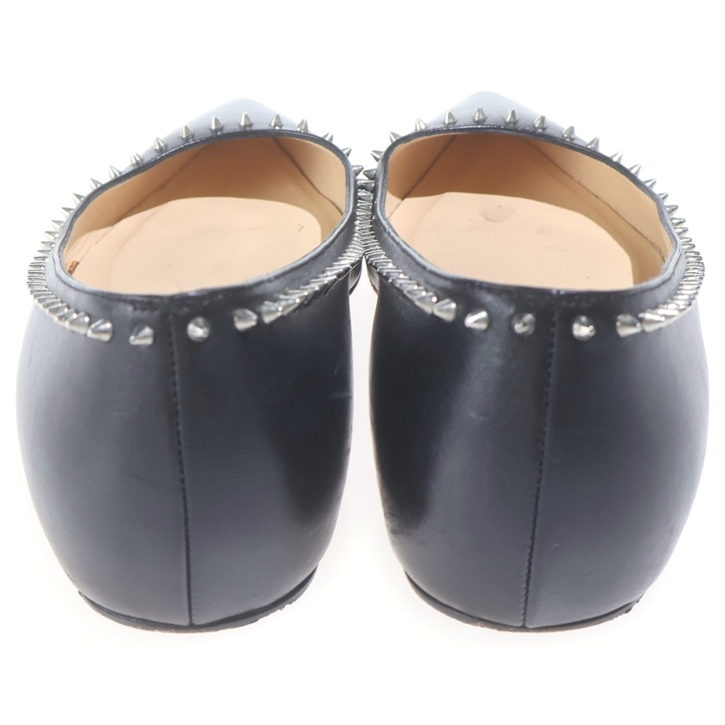 CHRISTIAN LOUBOUTIN(クリスチャンルブタン) スタッズ レザーパンプス フラットシューズ ブラック レディース
