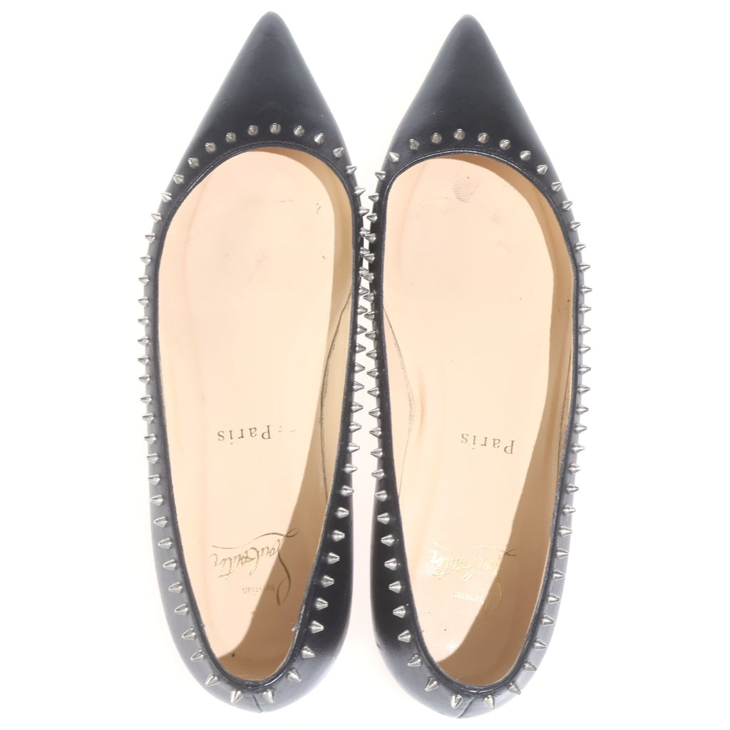 CHRISTIAN LOUBOUTIN(クリスチャンルブタン) スタッズ レザーパンプス フラットシューズ ブラック レディース