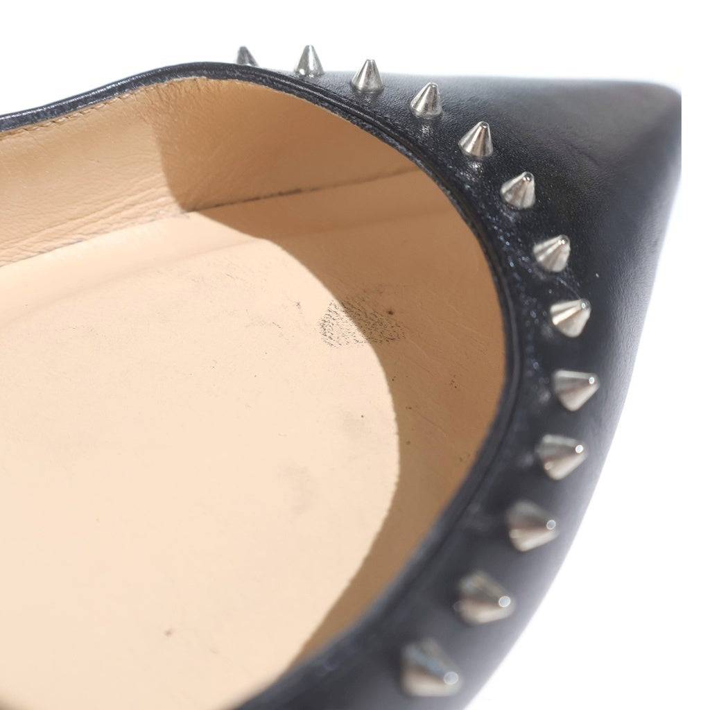 CHRISTIAN LOUBOUTIN(クリスチャンルブタン) スタッズ レザーパンプス フラットシューズ ブラック レディース