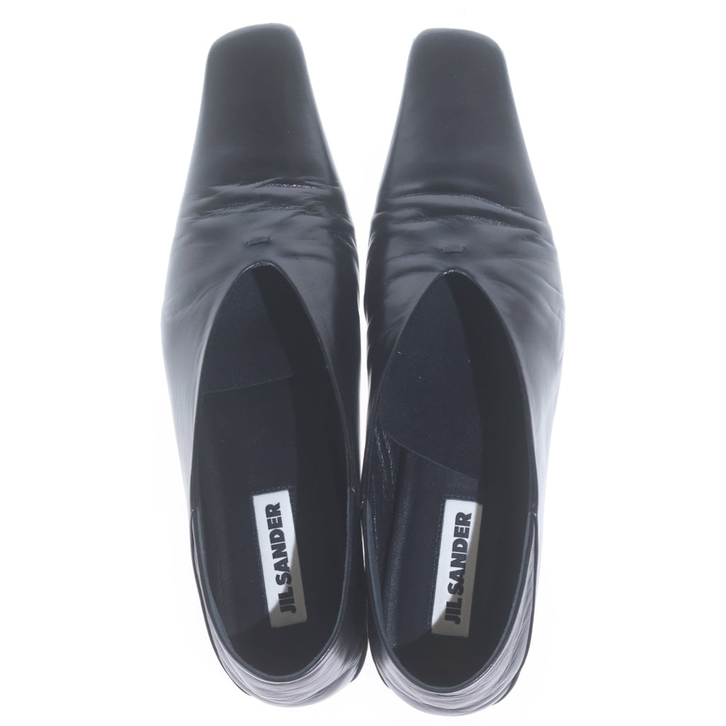JIL SANDER(ジルサンダー) レザー スクエアトゥ パンプス フラットパンプス #37 1/2 ブラック レディース
