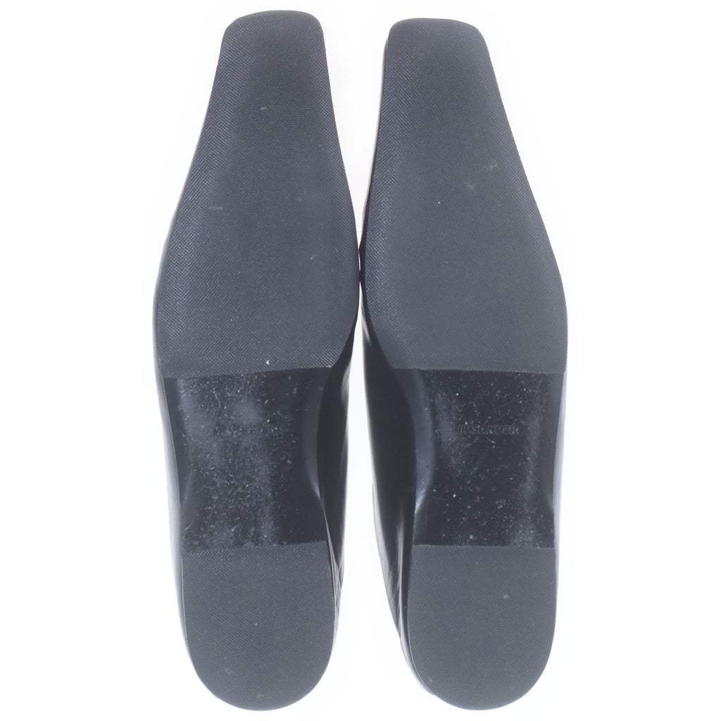 JIL SANDER(ジルサンダー) レザー スクエアトゥ パンプス フラットパンプス #37 1/2 ブラック レディース