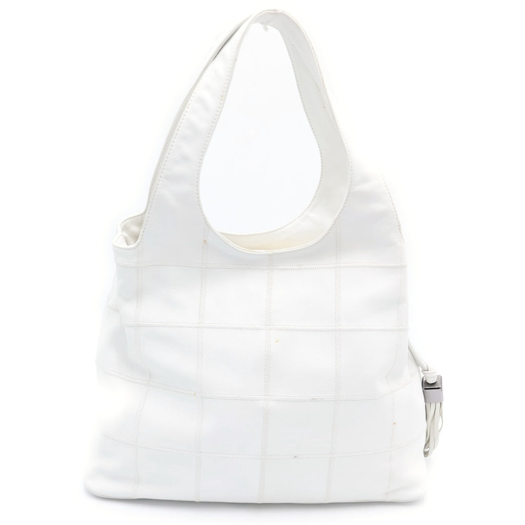 CHANEL(シャネル) チョコバー フリンジ トートバッグ ハンドバッグ ホワイト レザー レディース
