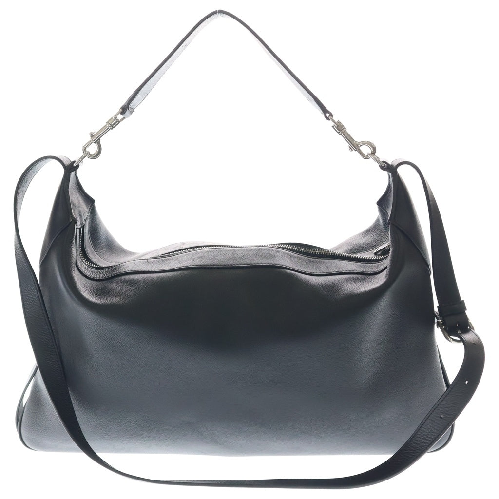 CELINE(セリーヌ) ラージ ストラップ ロミー レザー 2WAY ショルダーバッグ シルバー金具 ブラック レディース
