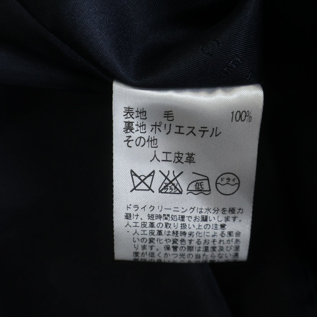 CELINE(セリーヌ) トリオンフ エンブレム ロゴ刺繍 ショールカラー ウール ガウン ロングコート ネイビー 6203763