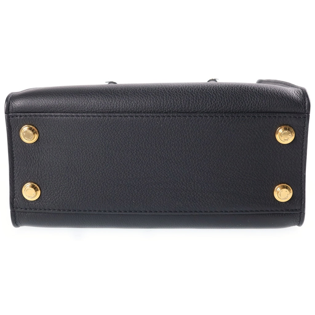 LOUIS VUITTON(ルイヴィトン) モノグラム オンマイサイド PM 2WAYハンドバッグ ショルダーバッグ ブラック×ホワイト レザー×ボア M21024 ゴールド金具 レディース