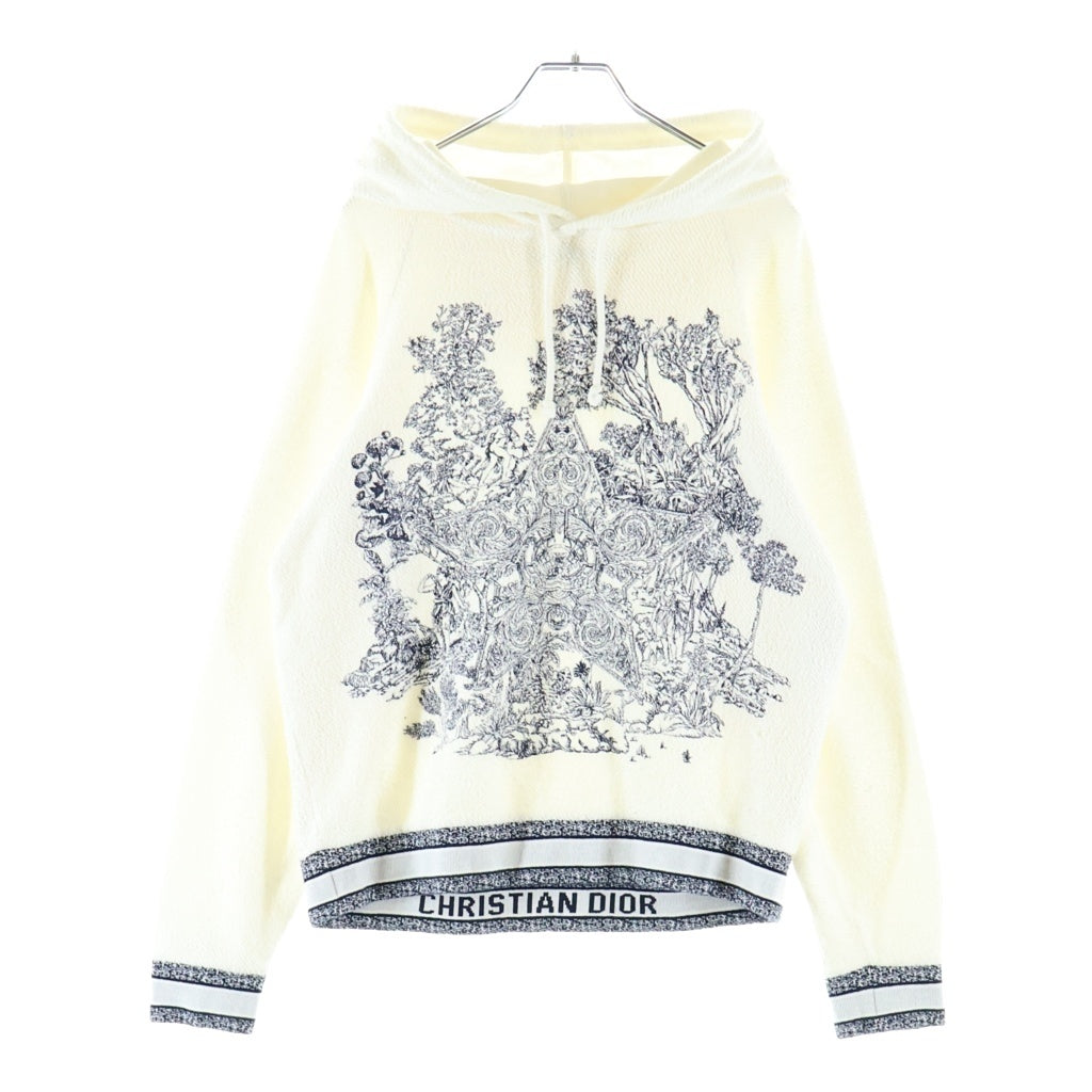 Christian Dior(クリスチャンディオール) ボタニカル刺繍ロゴ スウェットプルオーバーパーカー ホワイト レディース 213S20A4065
