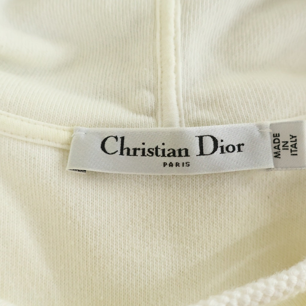Christian Dior(クリスチャンディオール) ボタニカル刺繍ロゴ スウェットプルオーバーパーカー ホワイト レディース 213S20A4065