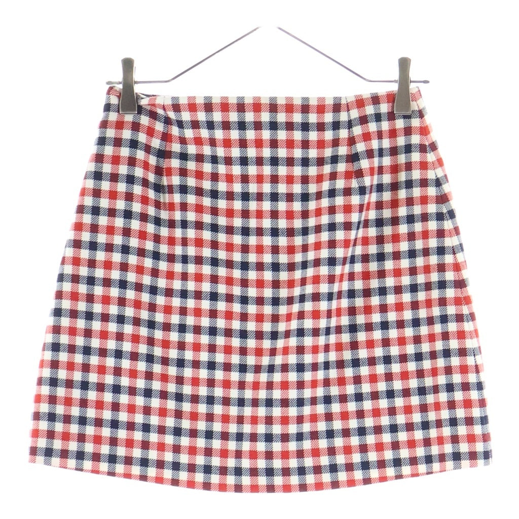 Christian Dior(クリスチャンディオール) チェック柄 シルク/ウール スカート ホワイト/レッド レディース 221J36A1003