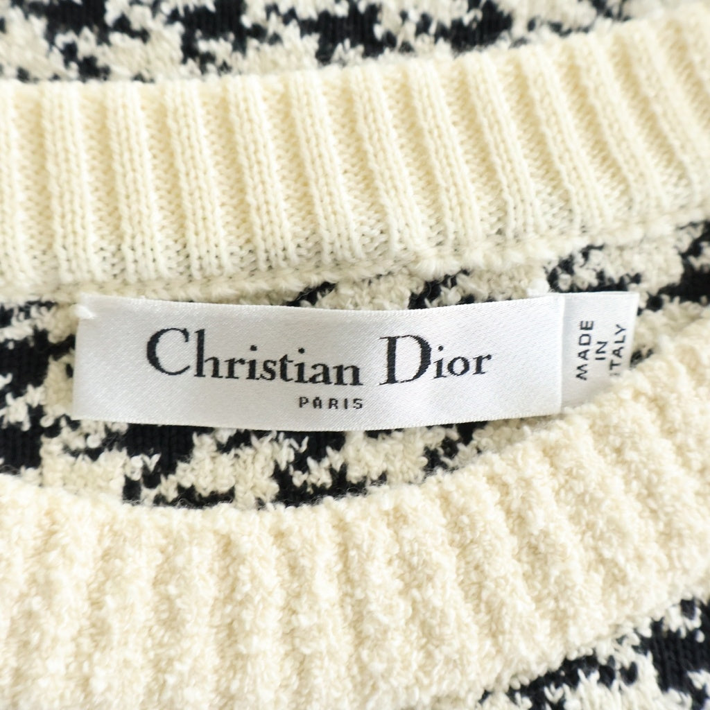 Christian Dior(クリスチャンディオール) CDパールボタン ストレートカット ワンピース ドレス ホワイト/ブラック 354R14AM324 レディース