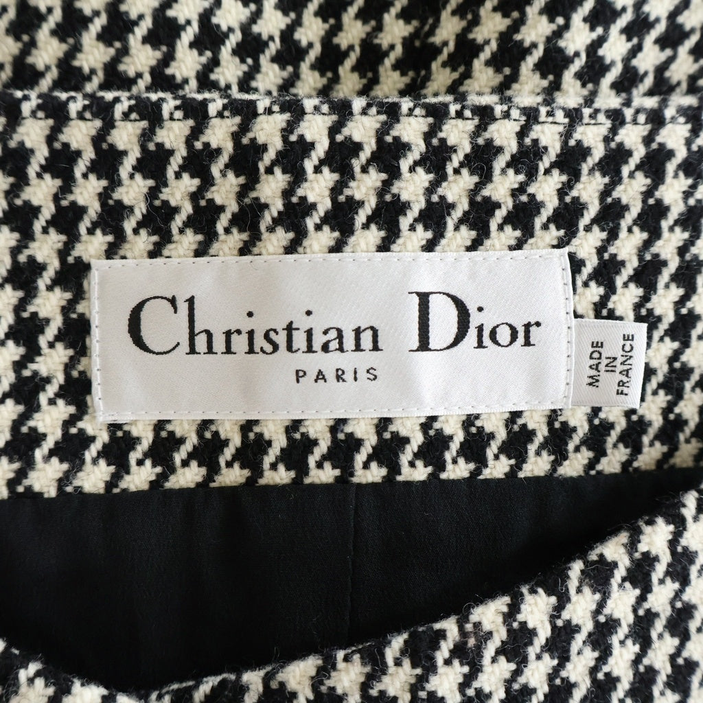 Christian Dior(クリスチャンディオール) 21SS ハウンドトゥース 千鳥格子 ワンピース ホワイト/ブラック レディース 111D10A1140