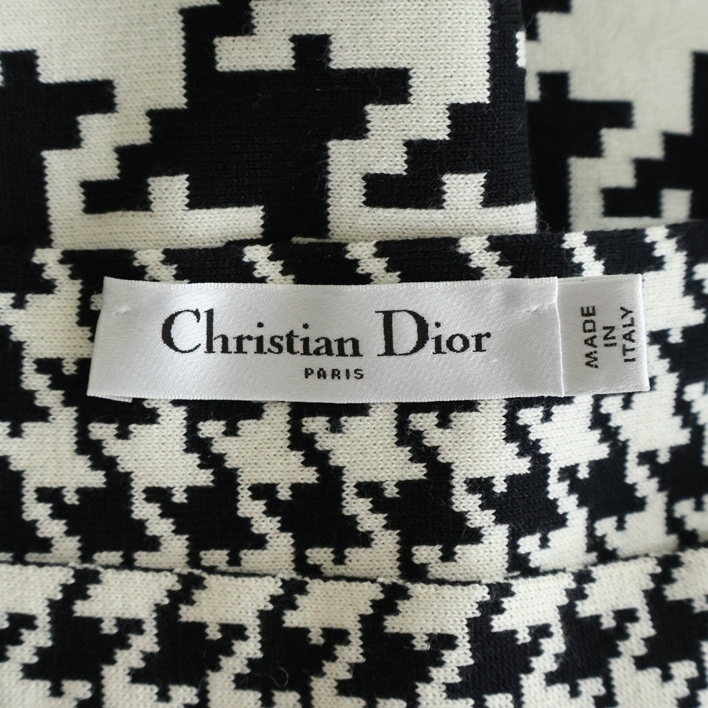 Christian Dior(クリスチャンディオール) 22AW ハウンドトゥース テクニカルニット ノースリーブワンピース ドレス ブラック/ホワイト 214L01AM712 レディース