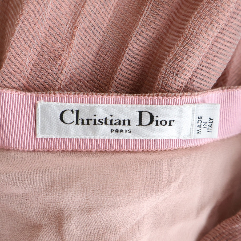 Christian Dior(クリスチャンディオール) シルク混合 サイドジップロングプリーツスカート ピンク レディース 011J55A3042