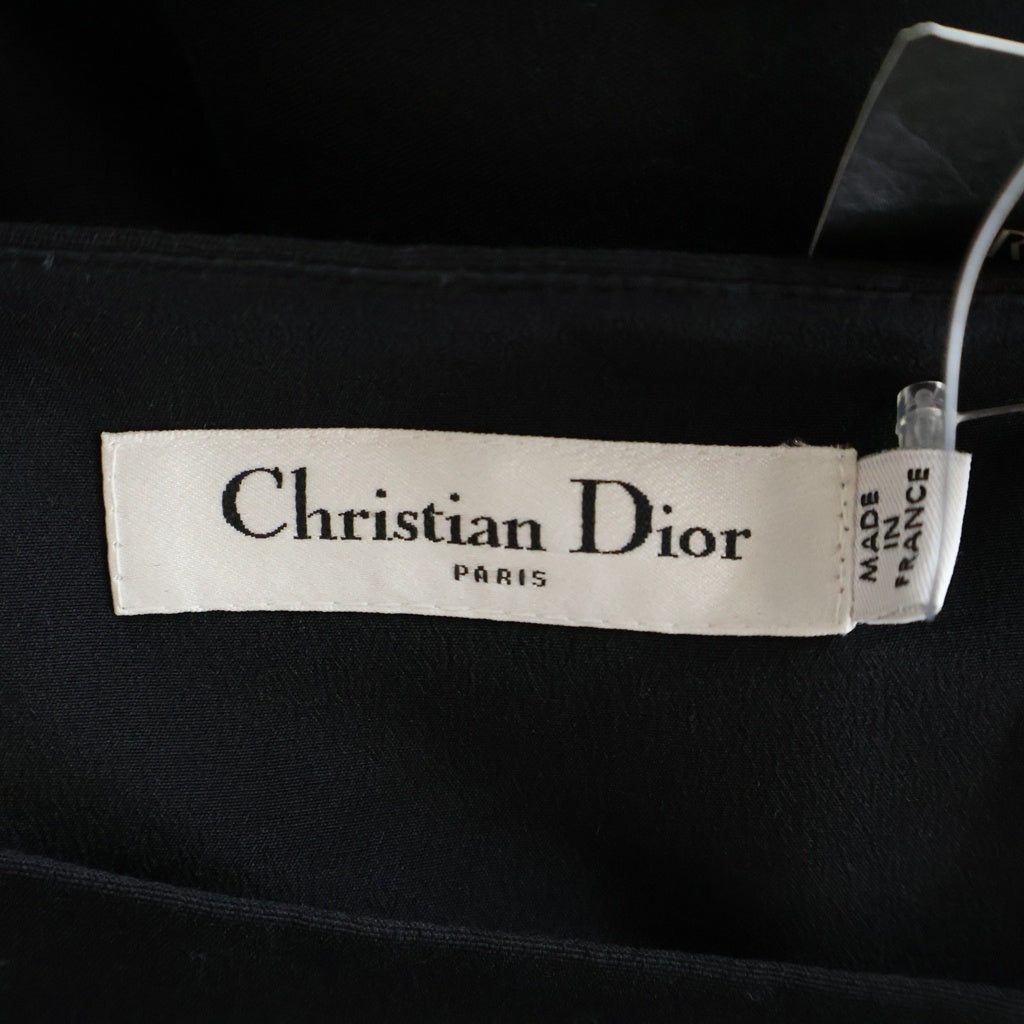 Christian Dior(クリスチャンディオール) ウール シルク ベルトテッド ノースリーブワンピース ドレス ブラック 311R42A1212 レディース