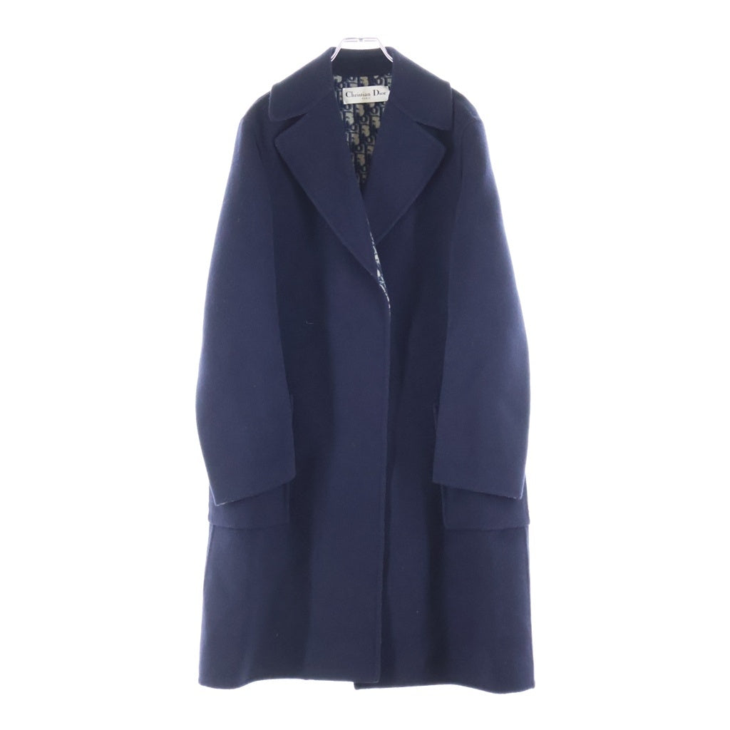 Christian Dior(クリスチャンディオール) バージンウール オブリーク リバーシブル ロングコート ネイビー レディース 110M36A1375