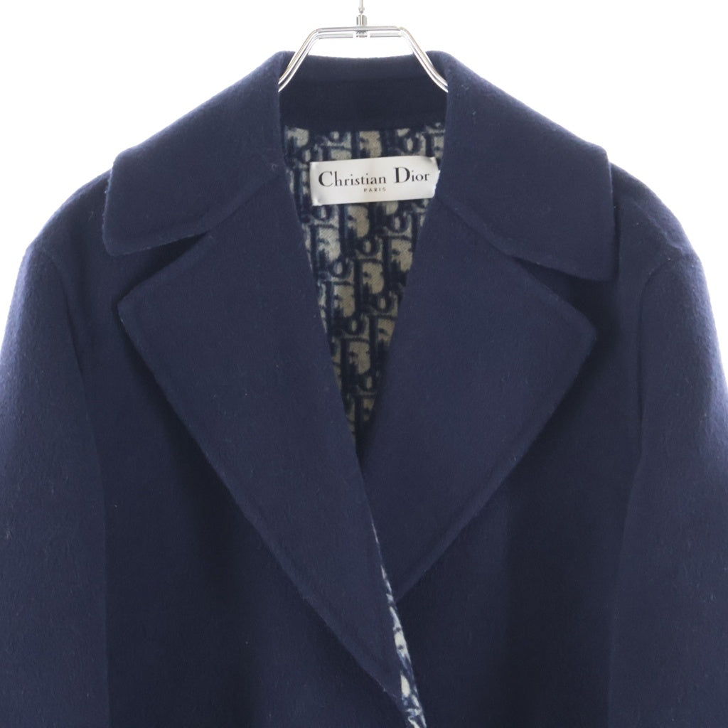 Christian Dior(クリスチャンディオール) バージンウール オブリーク リバーシブル ロングコート ネイビー レディース 110M36A1375