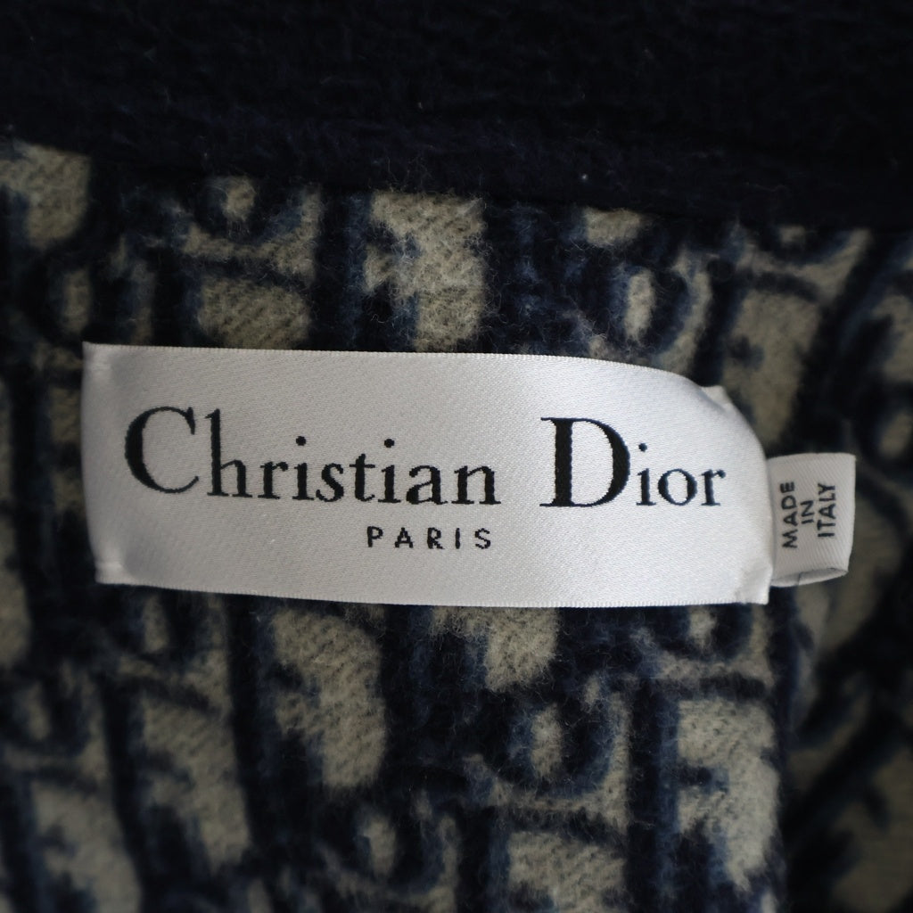 Christian Dior(クリスチャンディオール) バージンウール オブリーク リバーシブル ロングコート ネイビー レディース 110M36A1375