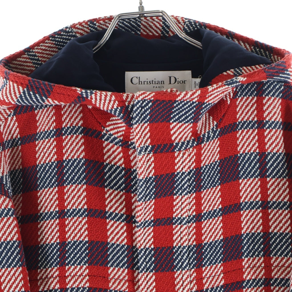 Christian Dior(クリスチャンディオール) 21AW チェック柄 フーデッドブルゾン ジップアップ レディース レッド 151C36A3420