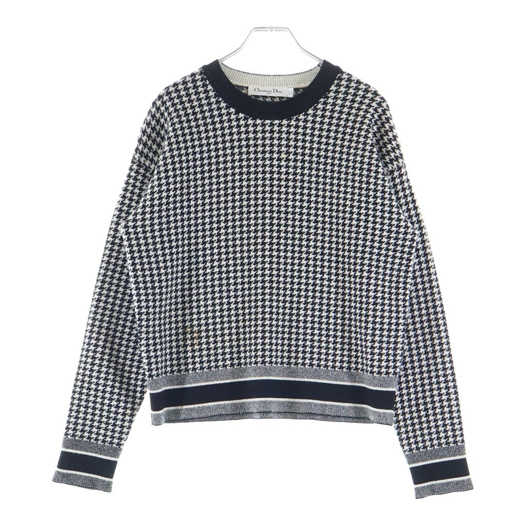 Christian Dior(クリスチャンディオール) 20AW ハウンドトゥース カシミヤニットセーター 千鳥格子柄 ホワイト/ブラック レディース 014S55AM035