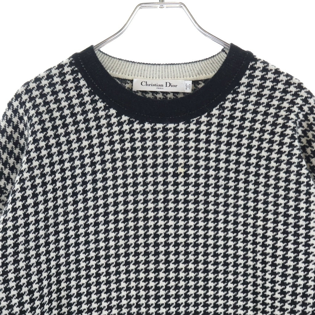 Christian Dior(クリスチャンディオール) 20AW ハウンドトゥース カシミヤニットセーター 千鳥格子柄 ホワイト/ブラック レディース 014S55AM035