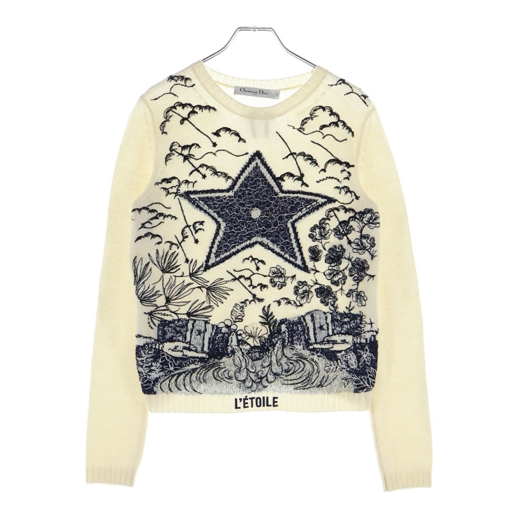 Christian Dior(クリスチャンディオール) LETOILE レトワール エンブロイダリー カシミヤ/シルクニット セーター ホワイト レディース 014S52WJ029