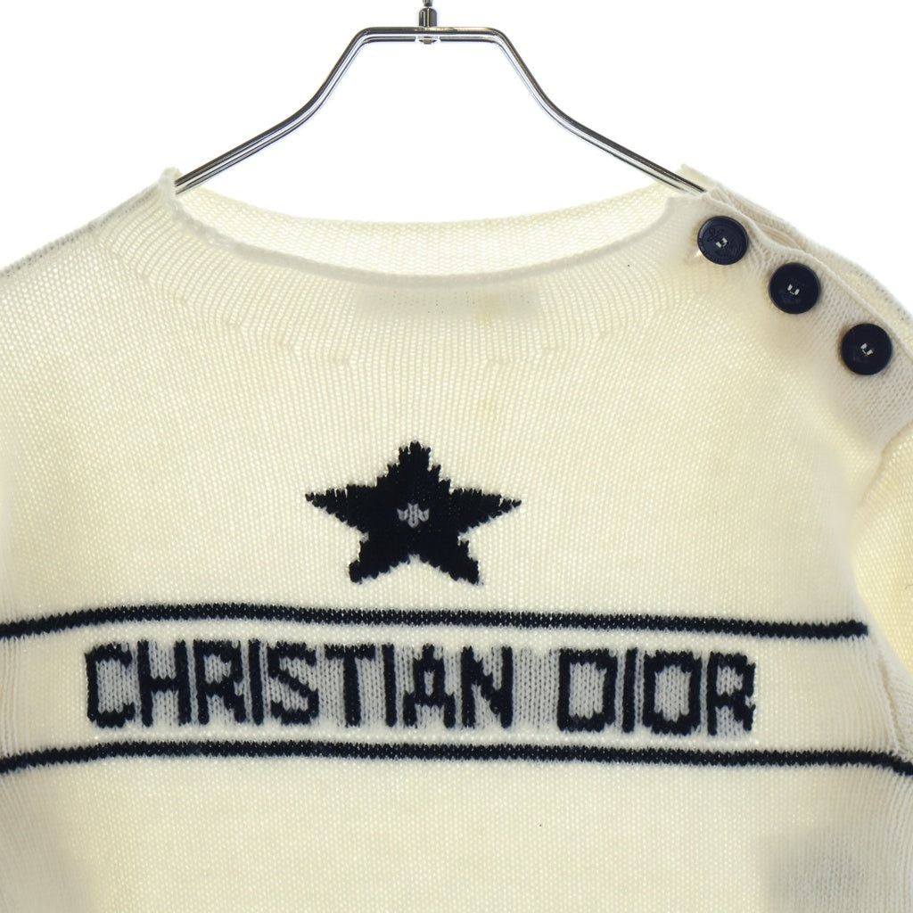 Christian Dior(クリスチャンディオール) スター刺繍ロゴ カシミヤニット セーター ホワイト 244S94AM054 レディース