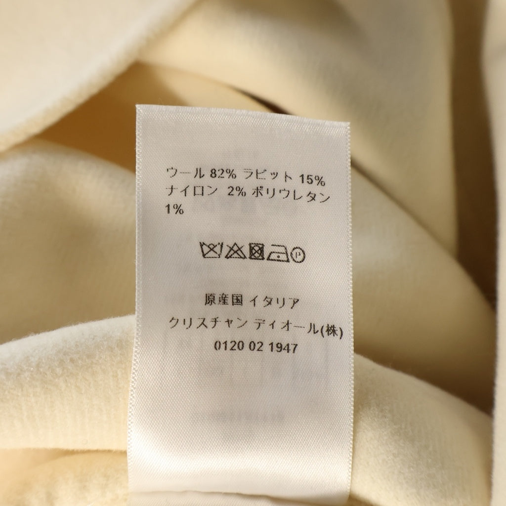 Christian Dior(クリスチャンディオール) ラビット混 ウール 比翼 フーデッド ジップアップ コート アイボリー レディース 010M41A1116