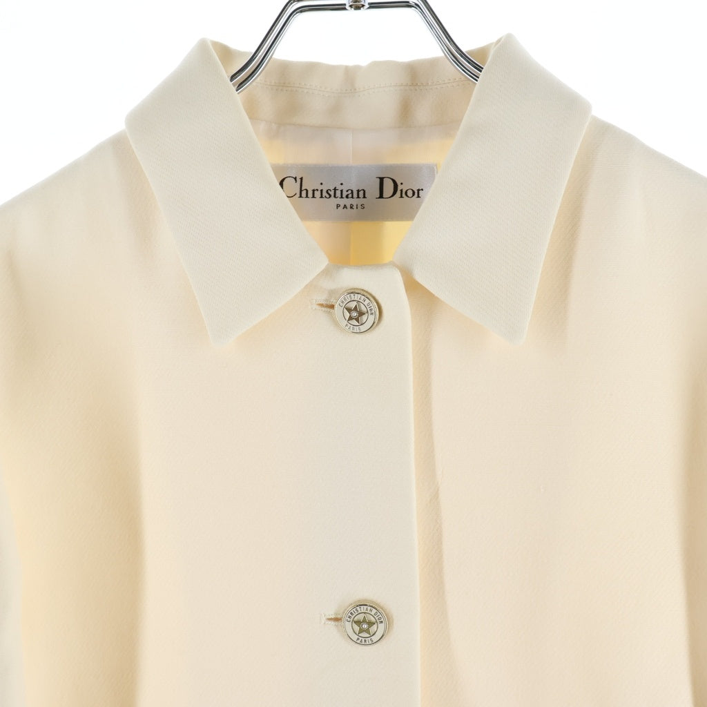 Christian Dior(クリスチャンディオール) スターボタン シルク混 ウール 3B ステンカラー ジャケット アイボリー レディース 321V52B1166